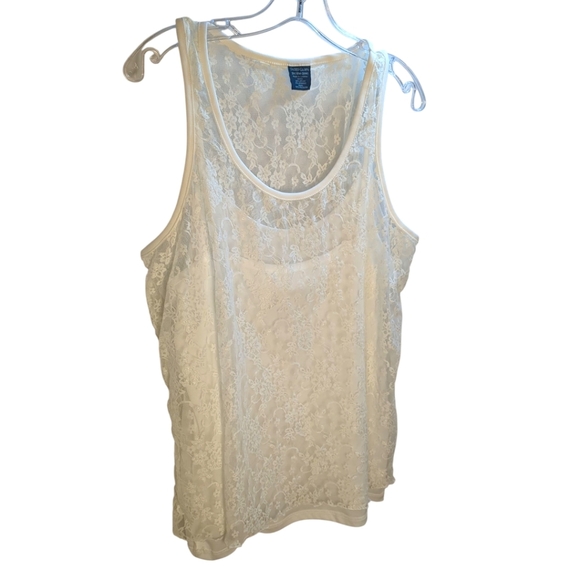 Faded Glory Tops - White Sheer Lace Faded Glory Sleeveless Tank Top / Blouse Sz 2X
